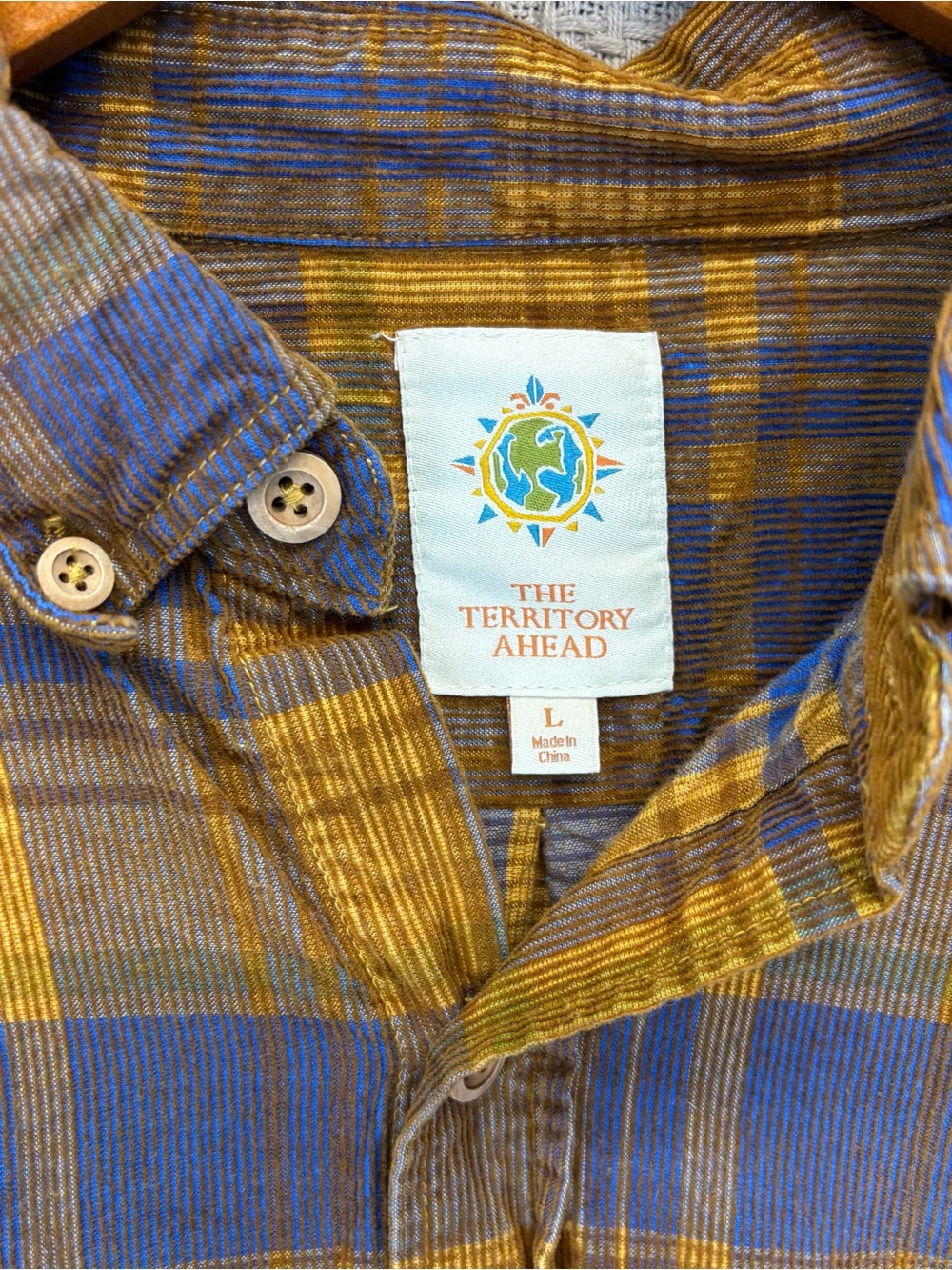 The Territory Ahead Corduroy Shirt Mens L Multi Plaid Button Down Cabin Boho Vtg - Picture 3 of 7